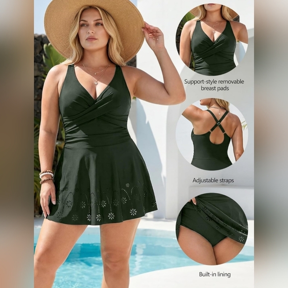 NWT 2026 Summer Tummy Control Swim Dress | Size L Plus - Picture 2 of 6